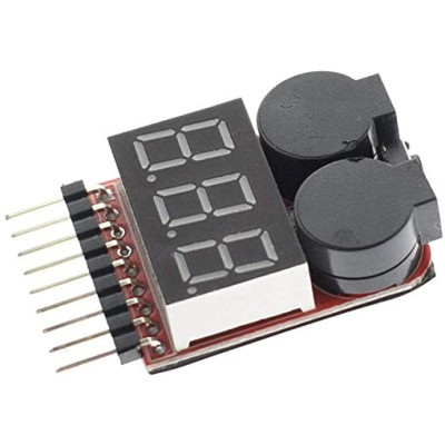 Tester per batterie 1S-8S, display e cicalino