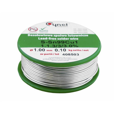 Flussmittel-Lötdraht, bleifrei, 1mm, Sn99Cu1 100g