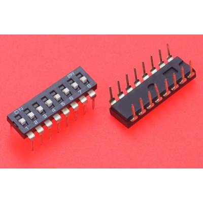 DIP kapcsoló, DP-8P, 2.54mm