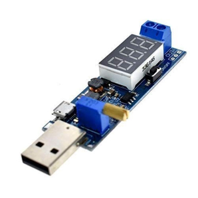 Feszültségnövelő-csökkentő modul, USB, 1,2-24V, Kijelző