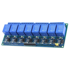 8 csatornás relé modul, optocsatolóval, alacsony jelszint, 12V