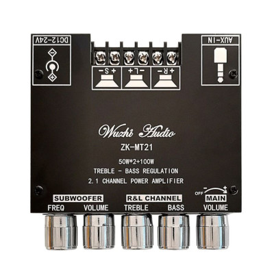 Bluetooth erősítő 5.0, 2.1, TPA3116, 2x50W, 1x100W