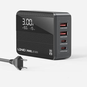 PD charger 100W, QC4, 4 ports, USB Type-C plus USB-A, with
