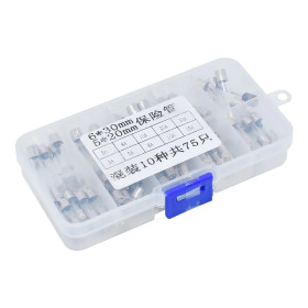 Üveg biztosítékkészlet, 5x20 és 6x30, 5-20A, 75 darabos