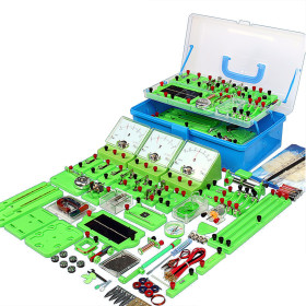 Electromagnetism and circuits experiment kit components