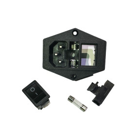 AC 250V socket with switch, IEC320 C14 - AC 01A, fuse, 3 pins