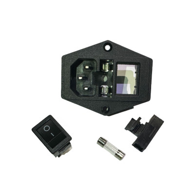 AC 250V socket with switch, IEC320 C14 - AC 01A, fuse, 3 pins
