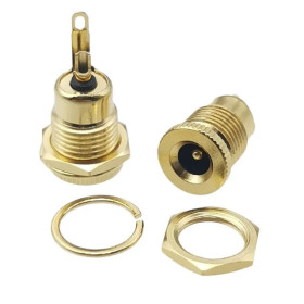 Female Plug, Gold Plated, 5.5x2.1, 20A, Panel Mount