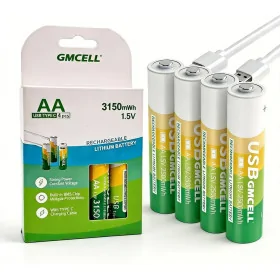 AA rechargeable battery, Lithium-Ion, 1.5V, 2100mAh, 4-piece pack, USB cable, Type-C