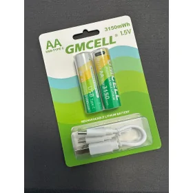 Baterii AA reincarcabile Li-ion 1.5V 2100mAh, USB-C, 2 buc
