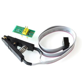 SOIC8 SOP8 tesztcsipesz, 8 rugós érintkező, IDC 2x4 kábel, DIP8 adapter