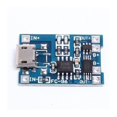 Lítium akkumulátor töltő modul, TP4056, 5v, 1A, védelemmel