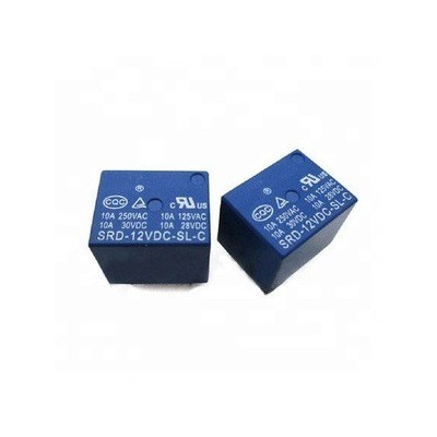 Relé 12V 250VAC 10A, 5 tűs