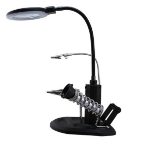 Suport pentru lipit cu lupa LED si cleme ajutatoare