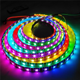 Címezhető LED szalag, RGB, WS2812, 60led/m, 10cm, fekete