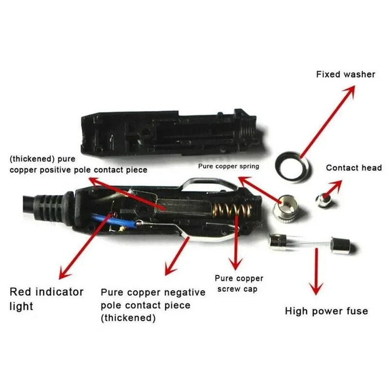 cigarette lighter current rating Cigarette lighter adapter with wires 12-24V LED 10A fuse